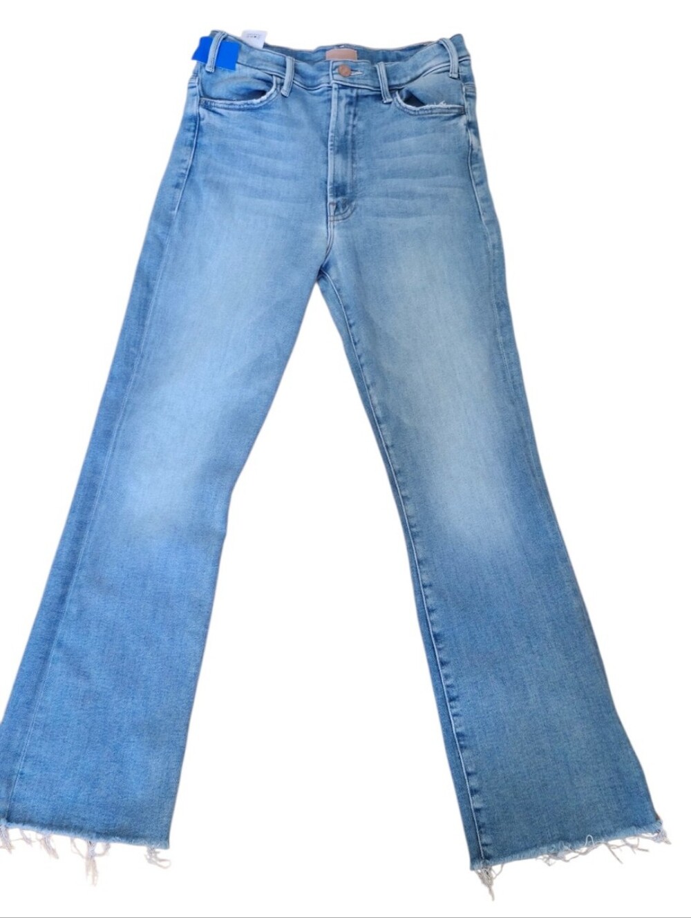 MOTHER The Hustler Ankle Fray Jeans 28 Au Revoir Light Wash Raw Hem USA